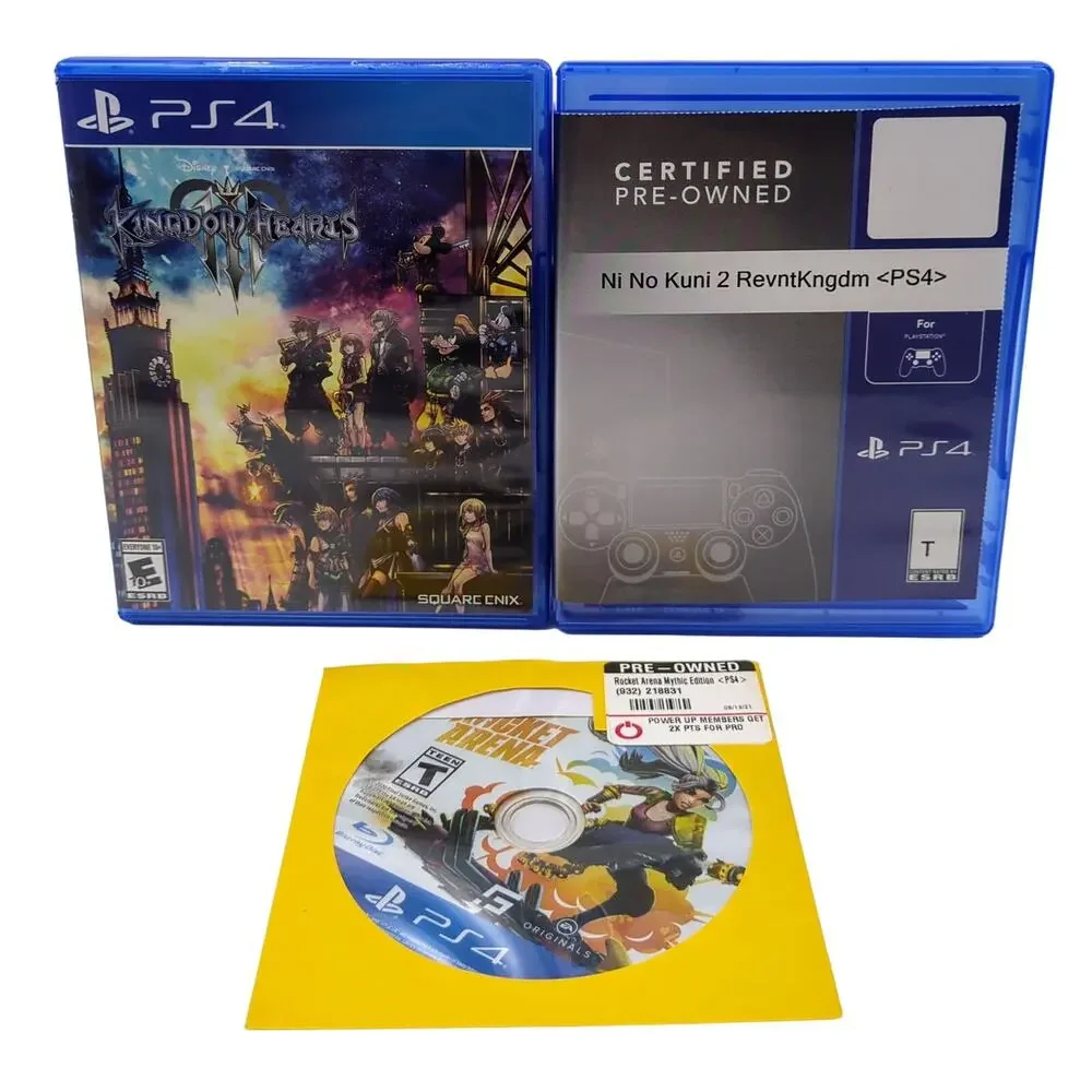 3 PS4 Game Lot Rocket Arena Ni No Kuni 2 Kingdom Hearts III RPG Sony Playstation